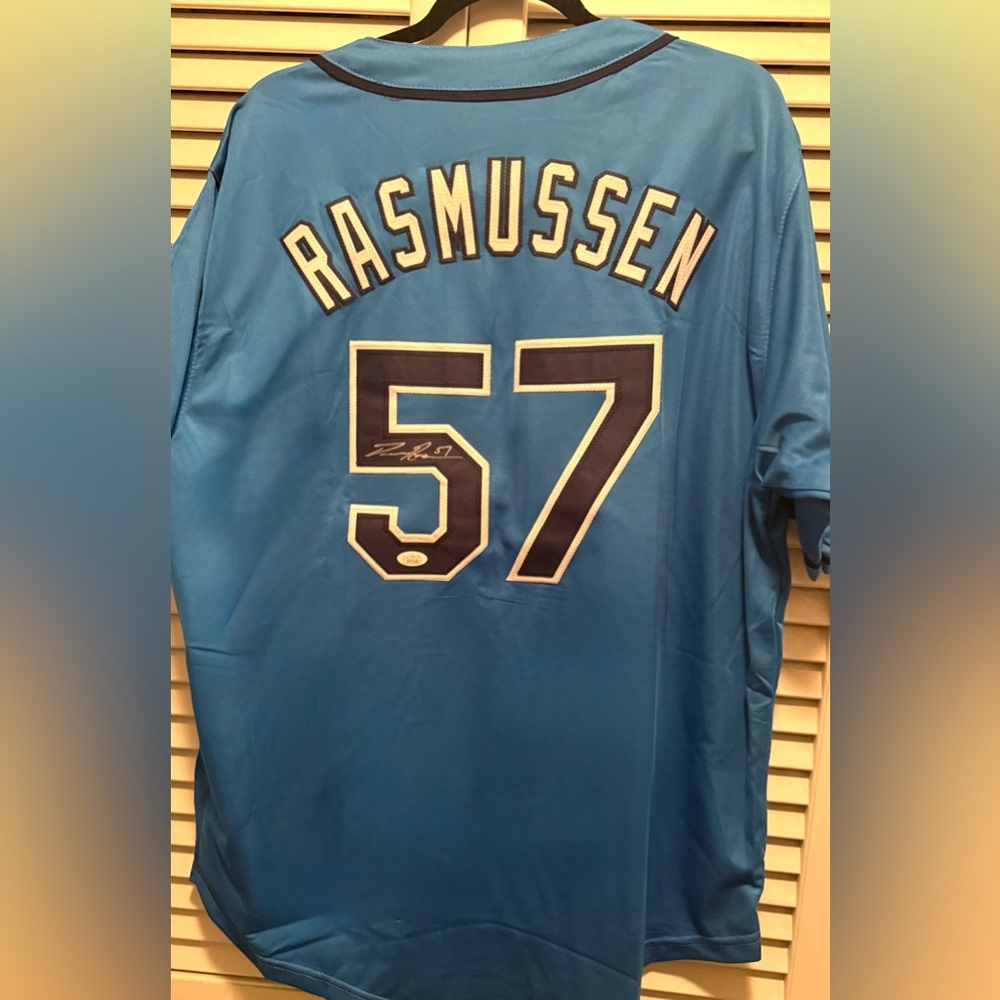MLB signed Drew Rasmussen Tampa Bay Rays Jersey. New. W/certificate. Sz. XL